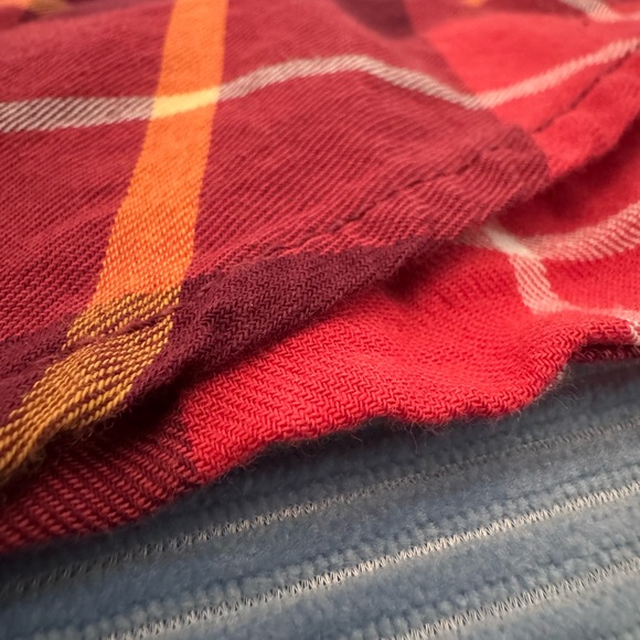 Set of 3 - Faded Glory Burgundy Plaid Shirt L Womens 12-14 - Picture 10 of 10